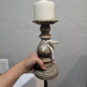 Lightly Distressed Wood Candle Holder